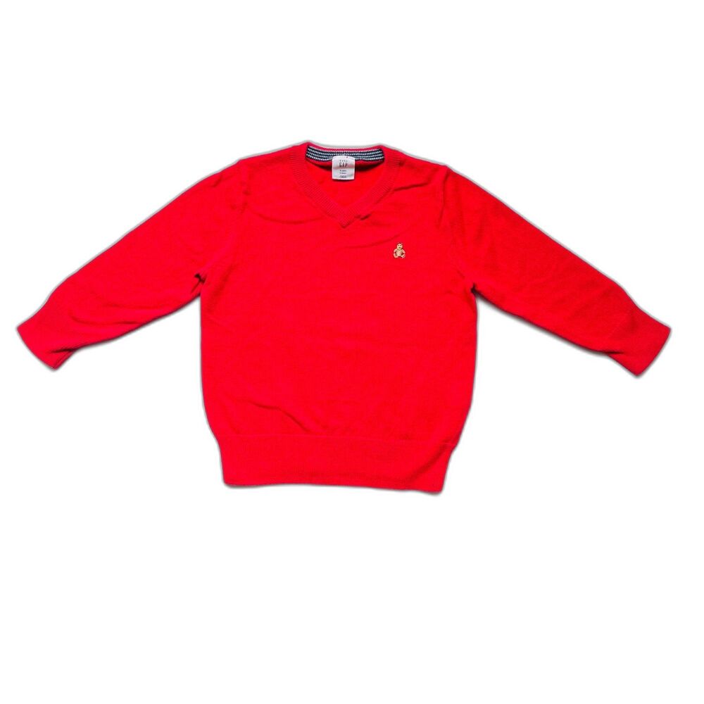 Baby Gap Red V-Neck Knit Sweater Size 2 Years